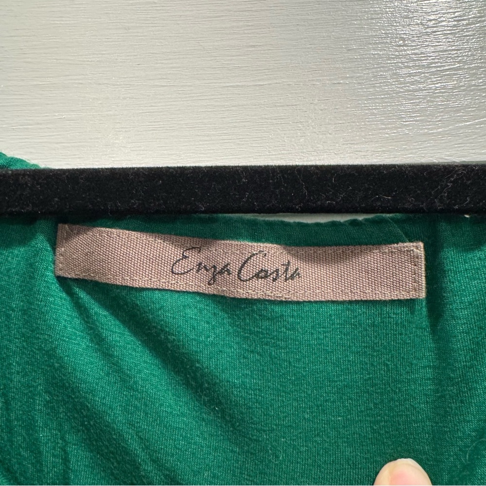 Enza Costa Off Shoulder Ribbed Jersey Midi Dress XS Green‎ Wedding Guest Party - Picture 9 of 13